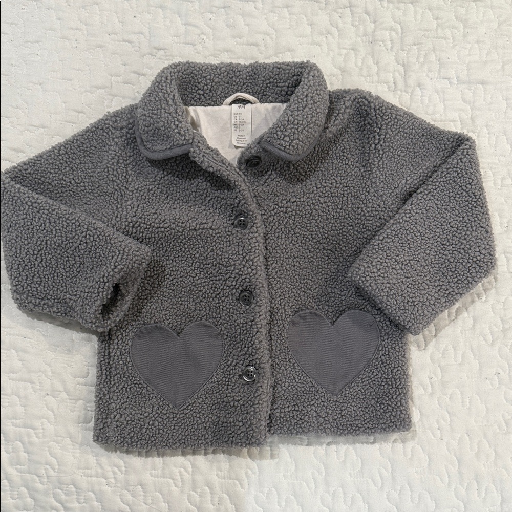 H&M Gray Kids Coat with Heart Pockets
